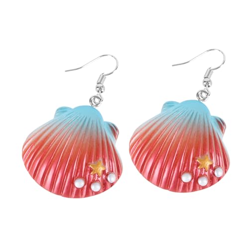 MAJORMENCH Muschelohrringe Für Frauen Und Mädchen Tropfenohrringe Aus Kunststoff Langlebig Und Bruchfest Farbenfrohe Regenbogen Designs Für Strandpartys Und Besondere Anlässe von MAJORMENCH