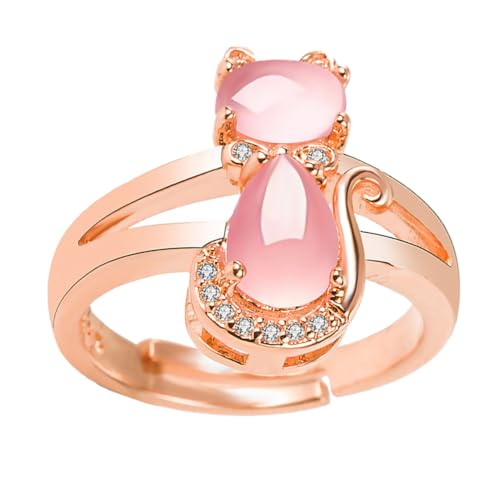 MAJORMENCH 1Stück Einzigartiger Katzenring Rosa mit Verstellbarem Design Eleganter Fingerring für Damen für Verschiedene Anlässe Schmuck von MAJORMENCH