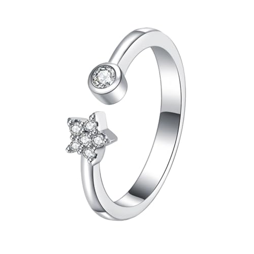 MAJORMENCH Offener Sternring Für Damen Verstellbarer Finger Schmuck Elegante Finger Dekoration Für Jeden Anlass Hochwertige Verarbeitung Und Stilvolles Design von MAJORMENCH