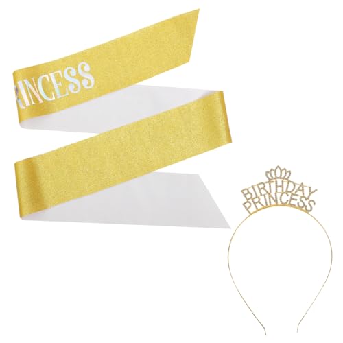 MAJORMENCH 1satz Geburtstagskrone Haarband Mit Schärpe Prinzessinnen Kopfstück Für Damen Und Mädchen Für Feiern Und Partys Hochwertiges Material Elegantes Design Strassdekoration von MAJORMENCH
