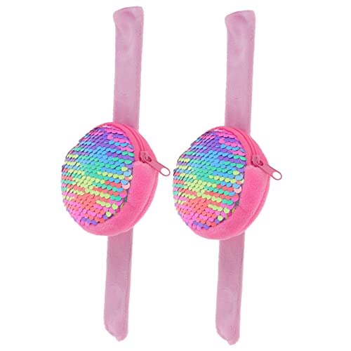 MAJORMENCH 2 Stück Bunte Slap Armbänder mit Münzfach Praktische Party Handgelenksbänder für Jugendliche Sicher Einfach Anzulegen als Partytüte und Kleines Portemonnaie von MAJORMENCH