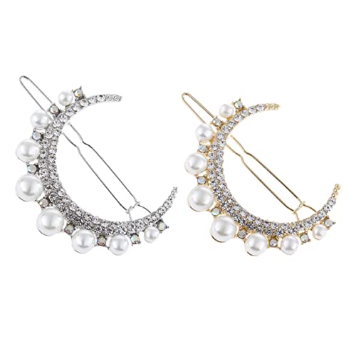 MAJORMENCH 2 Stück Haarspangen Set mit Kunstperlen und Strass für Damen Gold und Silber Haaraccessoires für für Feste und Besondere Anlässe von MAJORMENCH