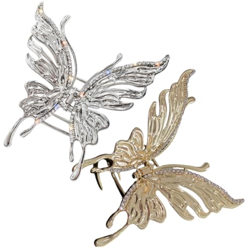 MAJORMENCH 2 Stück Kleine Haarklammern Schmetterling design mit Strass Modische Haarklammern für Frauen und Mädchen Geeignet für Dickes und Langes Haar Eleganter Haarschmuck Zufällige Farbe von MAJORMENCH
