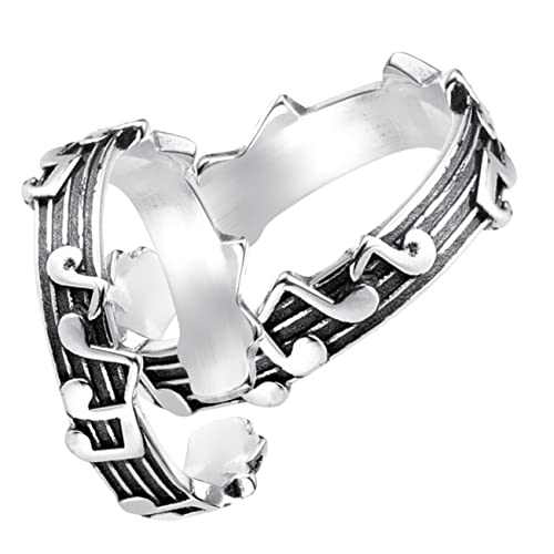MAJORMENCH 2 Stück Musiknoten Paarring Offener Verstellbarer Ring Damen Herren Kreatives Design Romantisches Schmuckgeschenk für Valentinstag Geburtstag von MAJORMENCH