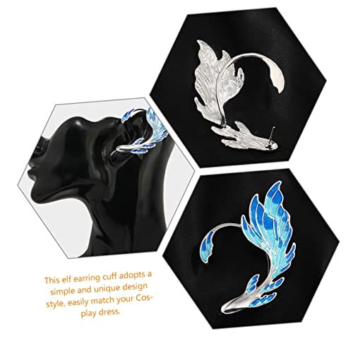 MAJORMENCH 2 Stück Ohrclips für Damen Blaue Elfenohren Ohrmanschetten Piercing Bequeme Clip Fairy Earrings für Cosplay Party und Alltag Design für Besonderen Look von MAJORMENCH
