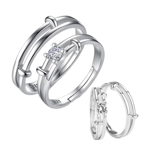 MAJORMENCH 2 Stück Ringe Silber Einfache Finger Schmuck Verlobungsringe Damen Herren Hochzeit Geeignet für Partys und Jubiläen von MAJORMENCH