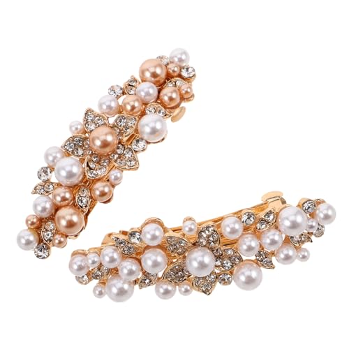 MAJORMENCH 2 Stück Teiliges Haarklammern mit Strasssteinen und Perlen Französische Haarspangen aus Langlebigem Leichte und Modische Haarschmuck accessoires für Damen und Mädchen von MAJORMENCH