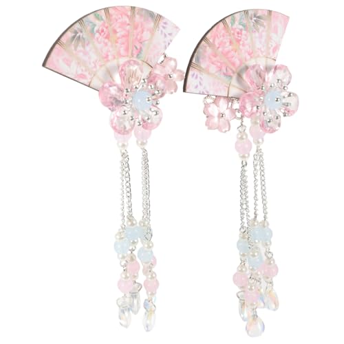 MAJORMENCH 2 Stück Teiliges Haarschmuck mit Blumen Quasten und Fächerdesign Leichte Haarklammern für Frauen Geeignet für Hanfu Kostüme Festtagsfrisuren Hochzeiten und Alltagsschmuck von MAJORMENCH