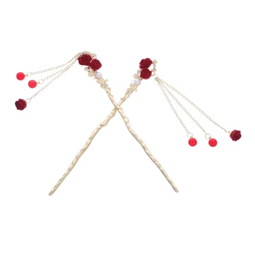 MAJORMENCH 2 Stück Teiliges Haarstäbchen Damen Vintage Rosen Haarnadeln Haarklammern Haarstab Haarbun-stick für Frauen und Teenager Komfortabel Sicher Haltend Vielseitiger Haarschmuck von MAJORMENCH