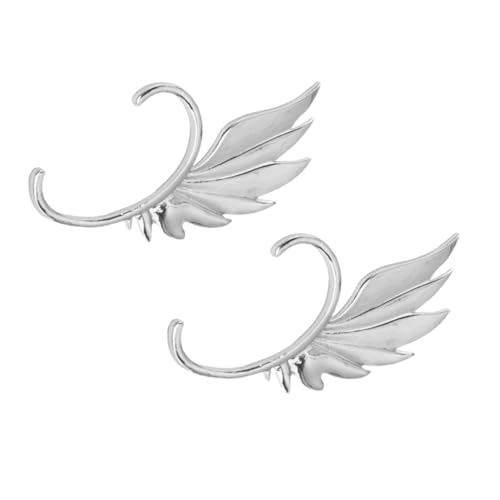 MAJORMENCH 2 Stück Teiliges Ohrklemme Flügelform Punk Stil Ohrschmuck Damen Mädchen Modeschmuck Ohrloch Modisch und Leicht Kombinierbar für Alltag und Besondere Anlässe von MAJORMENCH