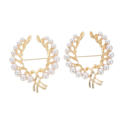 MAJORMENCH 2 Stück Teiliges Retro Perlen Corsage Elegante Brosche aus Langlebiger Legierung Glänzend Verschleißfest Rostfrei Vielseitige Damen Kleidung Dekoration für Anzüge Kleider Pullover von MAJORMENCH