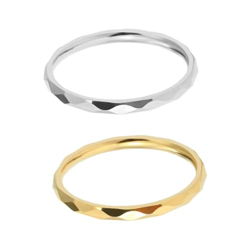 MAJORMENCH 2 Stück Teiliges Titanstahl Feine Diamantförmige Verzierungen Leicht und Komfortabel Modische Romantische Finger ringe als für Damen und Herren von MAJORMENCH