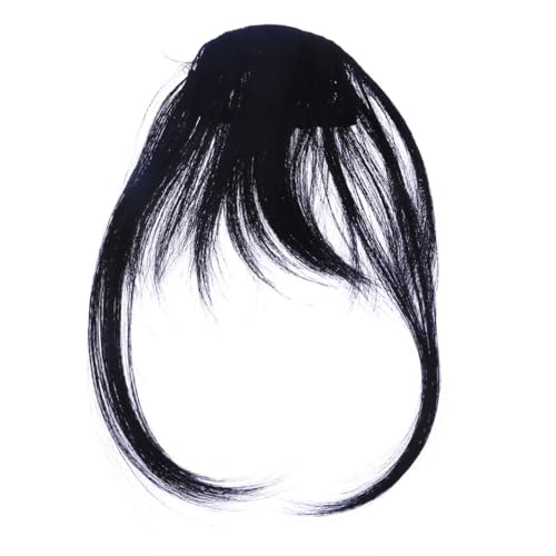 MAJORMENCH 2 Stück Ultra dünne Clip Air Fringe Haarteile für Frauen Natürliche Schwarze Handgewebte Frontfransen Atmungsaktiv Bequem Einfach Anzubringen Natürliches Aussehen für Alltag und von MAJORMENCH