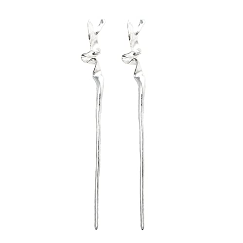 MAJORMENCH 2 Stück Vintage Haarnadeln aus Metall Geometrische Unregelmäßige Haarstäbchen für Damen für Hochsteckfrisuren Haarschmuck Accessoires Silber von MAJORMENCH