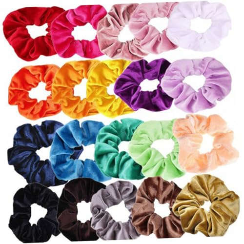 MAJORMENCH 20 Stück Teiliges Haargummi Elastischem Samt Dehnbarer Haarring für Frauen und Mädchen Strapazierfähige Schonende Haarschleifen für Sicheren Sitz bei Alltag und Freizeit von MAJORMENCH