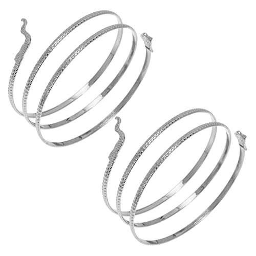 MAJORMENCH 2 Stücke Punk Stil Verstellbare Schlange Armreif Offene Armbinde Metall für Frauen Kreatives Design Einheitsgröße Modisches Accessoire für Täglichen Gebrauch von MAJORMENCH