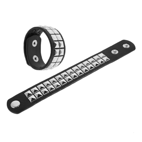 MAJORMENCH 2Stücke Retro Punk Armband PU mit Nieten für Herren Vintage für Selbstbewusste Männer Vielseitig Langlebig von MAJORMENCH