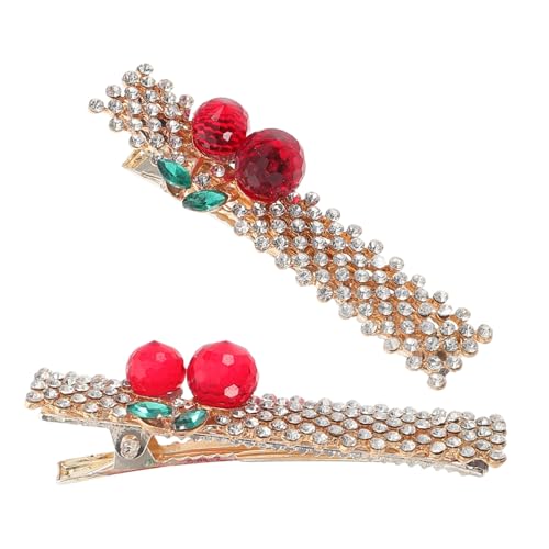 MAJORMENCH 2pcs Strasskörner Kirschhaarklammern Legierungshaar Barrettes Für Frauen Süße Kirschform Haarnadel Mode Haarzubehör Dekorative Haare Clip von MAJORMENCH