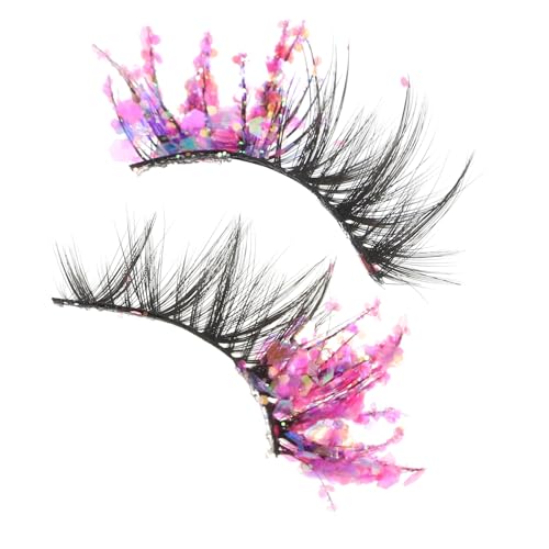 MAJORMENCH 2stücke Bunte Glitzer-wimpern Für Damen Leichte Farbige Kunstwimpern Mit Luminous-effekt Für Party Cosplay Und Alltag Wiederverwendbare Dekorative Wimpern Mit Voluminösem Look von MAJORMENCH