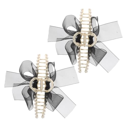 MAJORMENCH 2stücke Große Haarklammer Mit Schleife Und Perlen Eleganter Haarclip Für Frauen Und Mädchen Für Hochzeiten Und Besondere Anlässe Schwarz von MAJORMENCH