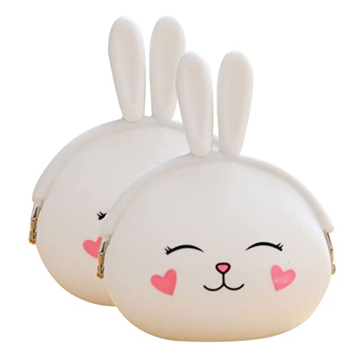 MAJORMENCH 2stücke Klein Und Niedlich Silikon-münztaschen Im Hasen-Design Praktische Geldbörse Für Girls Für Bargeld Und Kleine Sachen Trendige Accessoires in Pastellfarben von MAJORMENCH
