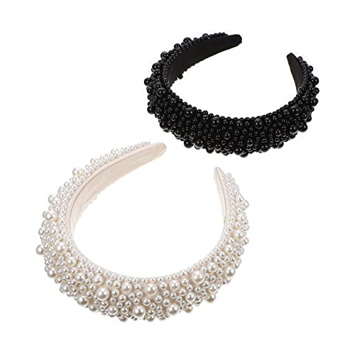 MAJORMENCH 2stücke Perlen Haarband Für Frauen Kreativer Stirnband Accessoire Zarte Kopfschmuck Mit Perlen Mode Haarschmuck Für Mädchen Elegante Haarband Design von MAJORMENCH