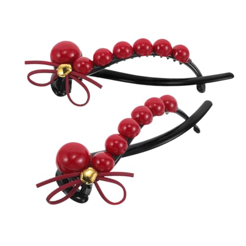 MAJORMENCH 2stücke Roter Perlen Schleifen-haarclips Stilvolle Und Langlebige Haarschmuck-accessoires Für Frauen Für Hochsteckfrisuren Und Elegante Zöpfe Für Vielseitige von MAJORMENCH