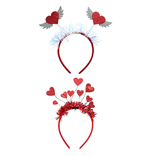 MAJORMENCH 2stücke Teiliges Herz-haarband Mit Flügeln Kreatives Accessoire Für Valentinstag Cartoon-stirnband Für Partys Und Feiern Stilvoll Und Verspielt von MAJORMENCH