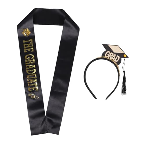 MAJORMENCH 2stücke Teiliges Set Abschlussfeier Zubehör Doktorhut Stirnband Mit Schärpe Und Satin-tasseln Für Graduierungsfeiern Party-dekorationen Und Fotosessions von MAJORMENCH