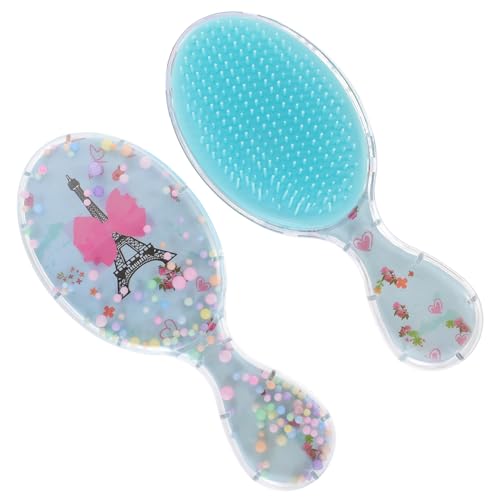 MAJORMENCH 2stücke Tragbare Entwirrungsbürste Für Junge Mädchen Transparentes Oval Mit Cartoon-motiv Schmerzarme Haarbürste Für Reisen Für Nasses Und Trockenes Haar von MAJORMENCH