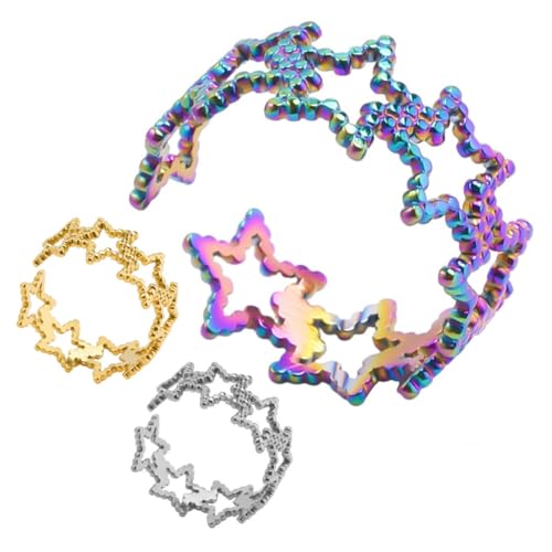 MAJORMENCH 3 Stck Verstellbare Stern Ringe aus Dekorative Offene Fingerringe für Damen Modisch Flexibel und Langlebig in Regenbogen und Goldfarben Einzigartiges Design von MAJORMENCH
