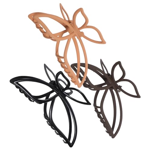 MAJORMENCH 3 Stück Matte Haarklammern für Damen Große Rutschfeste Haarklammer in Khaki Braun und Schwarz Vielseitige Styling Clips für Dickes und Schadstofffreies Kunststoffhaar Accessoire von MAJORMENCH