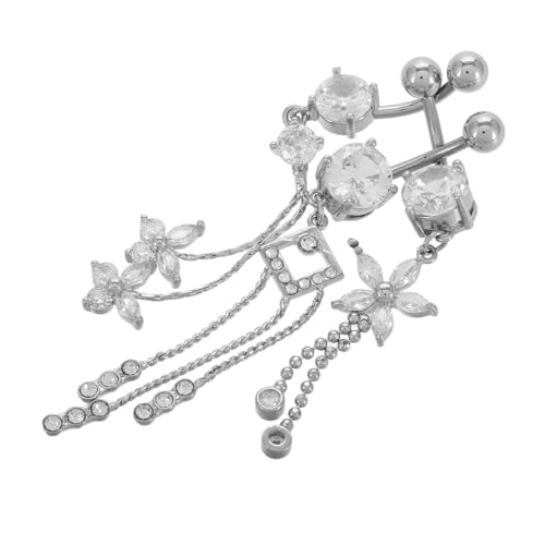 MAJORMENCH 3 Stück Minimalistischer Bauchnabelring mit Langem Schwebendem Schmetterlings und Blumen Design Bauchnabelpiercing aus Hochwertigem Material Modischer Bauchnabelschmuck für Damen von MAJORMENCH