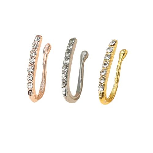 MAJORMENCH 3 Stück Nasenclips Aus Legierung, Kein Durchstechen, U-förmiger Nasenclip Schmuck Für Nasenpiercing Stilvoller Nasenring Für Hochzeit Und Reisen von MAJORMENCH