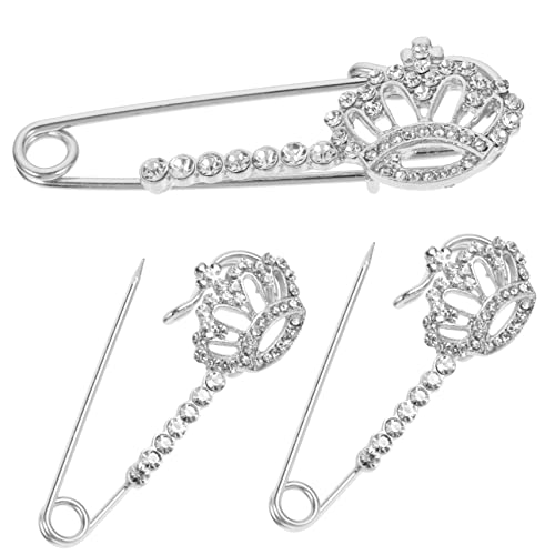 MAJORMENCH 3 Stück Teiliges Broschen mit Strass Silberfarbene Sicherheitsnadeln als Shawl Pin Cardigan und Kleidungsschmuck für Damen Elegant für Partys und Alltag Geeignet von MAJORMENCH