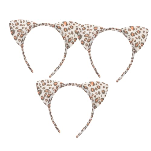 MAJORMENCH 3 Stück Teiliges Leoparden ohren Haarreif für Mädchen und Frauen Flexibles Modisches Tiermotiv Stirnband als Haarschmuck für Party Alltag und Fasching von MAJORMENCH
