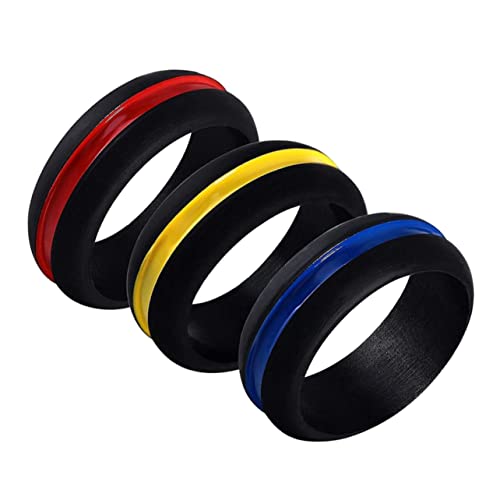 MAJORMENCH 3 Stück Teiliges Silikon Partner Ringe Ringe für Damen und Herren Langlebig Kratzfest Geeignet als Verlobungs Freundschafts und Eheringe Stilvolles Schmuckgeschenk von MAJORMENCH