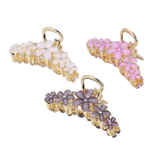 MAJORMENCH 3stücke Blumenform Haarklammern Damen Haarspangen Blumenclip Haarschmuck Koreanische Haarkrabbe Für Täglichen Gebrauch Leicht Tragbar von MAJORMENCH