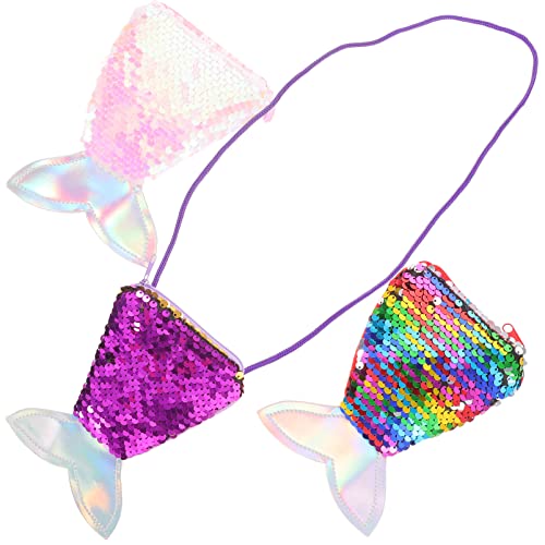 MAJORMENCH 3stücke Meerjungfrau Geldbörse Mit Paillettenverzierung Kleine Umhängetasche Für Junge Mädchen Reißverschluss-münzbeutel Für Meerjungfrauen-partygeschenke von MAJORMENCH