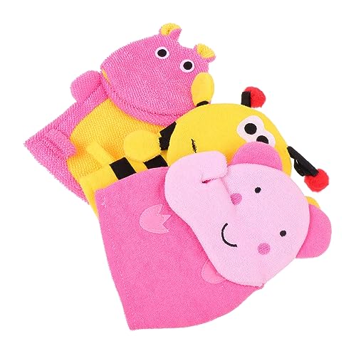 MAJORMENCH 3stücke Teiliges Junge Mädchen-badehandschuhe Sanfte Peeling-schrubb-handschuhe Für Bad Tierdesign Elefant Biene Nilpferd Für Junge Mädchen Und Kleinkinder von MAJORMENCH