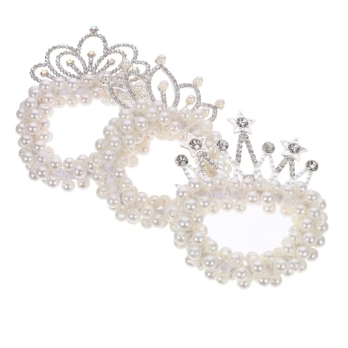 MAJORMENCH 3stücke Teiliges -haarbänder Mit Krone Elastische Haargummis Für Mädchen Stilvolle Scrunchies Mit Und Perlen Für Kinderfrisuren Und Besondere Anlässe von MAJORMENCH