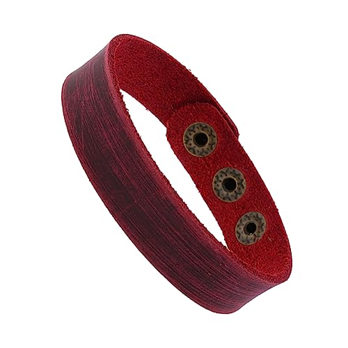 MAJORMENCH 4 STÜCKE Breites Rotes Lederarmband aus Kuhhaut Unisex DIY Armband für Einfaches Atmungsaktives Handgelenkschmuck für Alltag Party und von MAJORMENCH