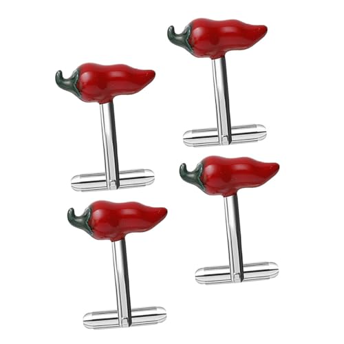 MAJORMENCH 4 Stück Dekorative Chili-pfeffer-manschettenknöpfe, Ärmelnagel, Hemdzubehör, Knopfabdeckungen, Clips, Manschettenknöpfe Für Männer, Knopfmanschetten, Knopfabdeckung von MAJORMENCH