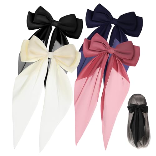 MAJORMENCH 4 Stück Große Haarschleifen Haarspangen in Marineblau Rutschfeste Haarklammern für Damen und Mädchen Vielseitig Einsetzbar für Pferdeschwanz Zöpfe Hochsteckfrisuren Langlebig und von MAJORMENCH
