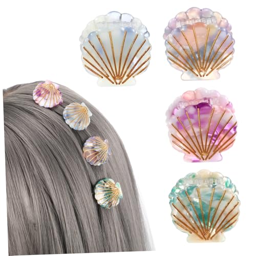 MAJORMENCH 4 Stück Teiliges Kleine Muschel Haarspangen aus Acetat Stylische Haarklammern mit Sicherem Griff für Mädchen und Frauen Vielseitiger Haarschmuck für Alltag und Besondere Anlässe von MAJORMENCH