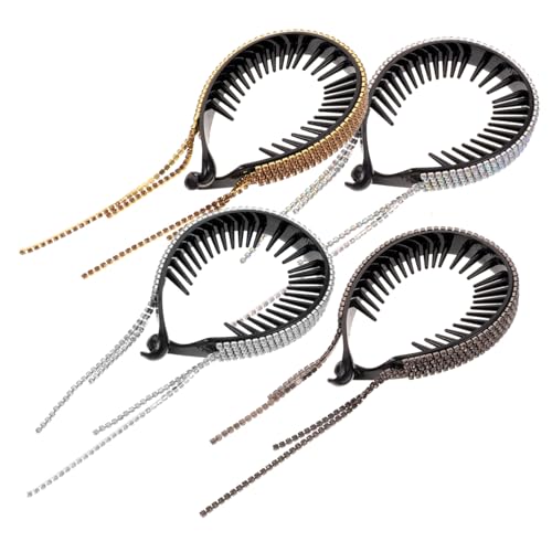 MAJORMENCH 4 Stück Teiliges Strass Haar dutt Glitzer Leichte Haarklammern für Ponytail und Haarknoten Bequeme Schonende Clips für Damen Modische Haar accessoires für Alltag und Festtage von MAJORMENCH