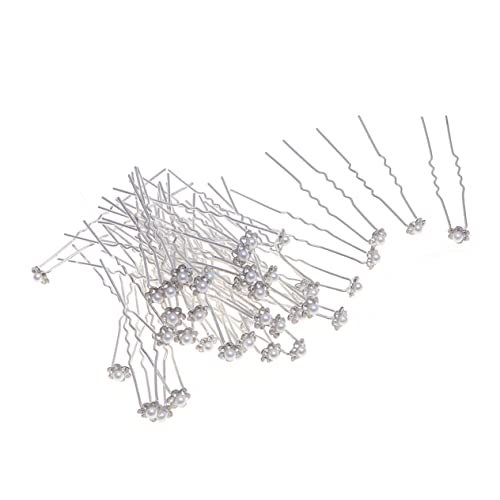 MAJORMENCH 40 Stück Teiliges Perlenglanz Haarnadeln mit Blumenmotiv und Strassbesatz Dekorative U Förmige Haarspangen für Braut und Damen Langlebiger Haarschmuck für Hochzeit und Besondere von MAJORMENCH