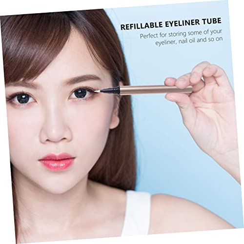MAJORMENCH 5 Stück Teiliges Nachfüllbarer Eyeliner Stift Leerflasche Goldfarbene Flüssig Eyeliner Tuben Auslaufsichere Tragbare Behälter Für Kosmetik DIY Make Up Zubehör von MAJORMENCH