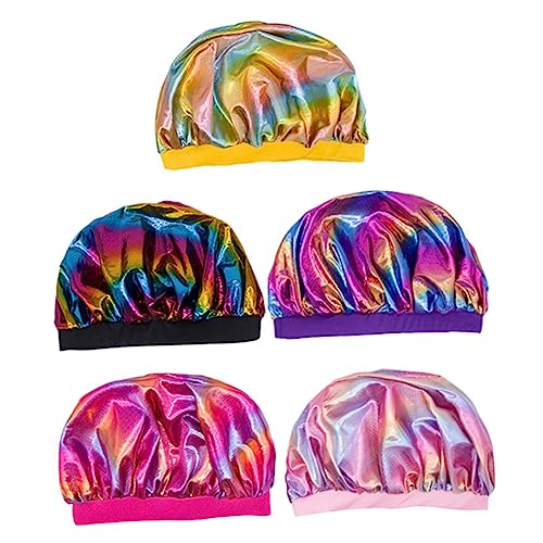 MAJORMENCH 5stücke Schlafhaube Für Haare Bade Dusche Hut Schlaf Haarhaube Elastische Dusche Kopfkappe Polyester Schutzhaube Für Junge Mädchen Und Erwachsene Zum Schutz Vor Nässe Beim von MAJORMENCH