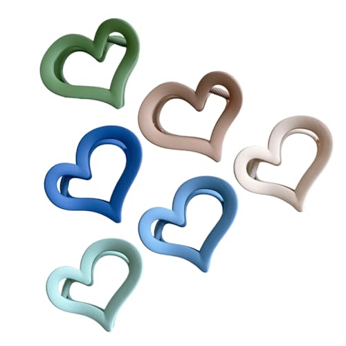 MAJORMENCH 6 Stück Minimalistische Acryl Haarklammern Herzform Langlebige Bunte Haarklammern für Damen Modische Kleine Haarspangen zum Styling und Täglichen Gebrauch von MAJORMENCH